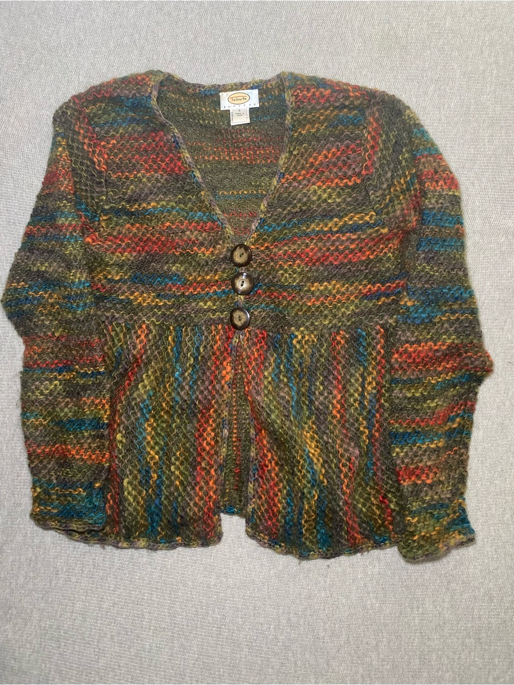 Vintage Y2K Babydoll Cardigan Sweater Womens Petite L Fairy Grunge Knit Mohair